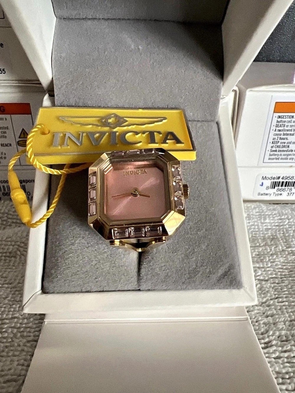 Invicta Mini Angel Ring Watch 49586 Gold & Pink